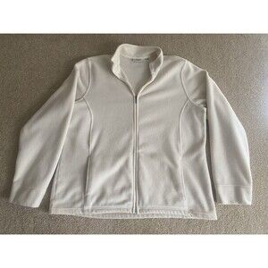 L.L.Bean Fleece Jacket Women's Beige Full Zip Stand Collar Pockets Outdoor